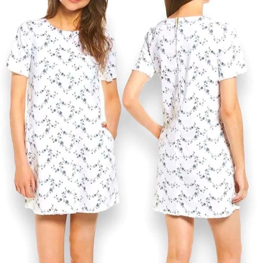 Current/Elliott White and Blue Floral Midi Dress